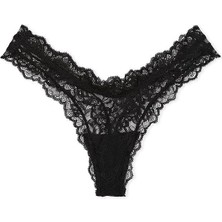 Victoria's Secret Gül Dantelli Derin Bacak Kesim Tanga