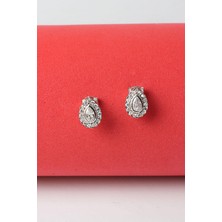 By Barun Damla Küpe Zirkon Taşlı 925 Ayar Silver Gümüş Küpe