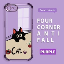 HONTINGA iPhone Se 2020 ile Uyumlu Şeffaf Kılıfı Düşüme Önleyici Basitlik Anti Düşme Kamera Korumali Şirin Kedi Desen Yumuşak Silikon Telefon Kılıfı Kadın ve Erkek Için Uygundur K3-0206