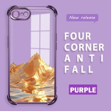 HONTINGA iPhone 8 ile Uyumlu Şeffaf Kılıfı Düşüme Önleyici Basitlik Anti Düşme Kamera Korumali Altın Dağ Desen Yumuşak Silikon Telefon Kılıfı Kadın ve Erkek Için Uygundur K3-0204