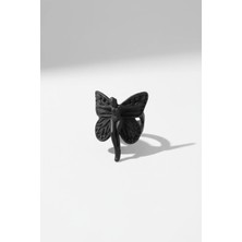 Gossip Team Mat Siyah Kaplama Ayarlanabilir Peri Kanadı Unisex Yüzük - Gotik Fairycore Aesthetic Tasarım