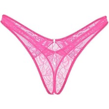 Victoria's Secret Gül Dantelli Derin Bacak Kesim Crotchless Tanga