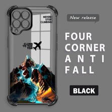 HONTINGA Samsung Galaxy M33 5g ile Uyumlu Şeffaf Kılıfı Düşüme Önleyici Basitlik Anti Düşme Kamera Korumali Uçak Desen Yumuşak Silikon Telefon Kılıfı Kadın ve Erkek Için Uygundur K3-0203