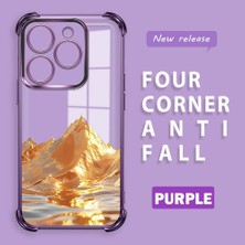 HONTINGA Infinix Smart 8 ile Uyumlu Şeffaf Kılıfı Düşüme Önleyici Basitlik Anti Düşme Kamera Korumali Altın Dağ Desen Yumuşak Silikon Telefon Kılıfı Kadın ve Erkek Için Uygundur K3-0204