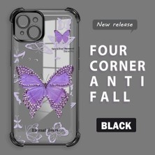 HONTINGA iPhone 15 Plus ile Uyumlu Şeffaf Kılıfı Düşüme Önleyici Basitlik Anti Düşme Kamera Korumali Kelebek Desen Yumuşak Silikon Telefon Kılıfı Kadın ve Erkek Için Uygundur K3-0205