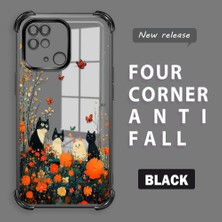 HONTINGA Xiaomi Redmi 10C ile Uyumlu Şeffaf Kılıfı Düşüme Önleyici Basitlik Anti Düşme Kamera Korumali Kedi Desen Yumuşak Silikon Telefon Kılıfı Kadın ve Erkek Için Uygundur K3-0207