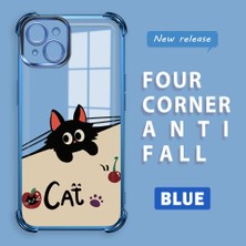 HONTINGA iPhone 15 Plus ile Uyumlu Şeffaf Kılıfı Düşüme Önleyici Basitlik Anti Düşme Kamera Korumali Şirin Kedi Desen Yumuşak Silikon Telefon Kılıfı Kadın ve Erkek Için Uygundur K3-0206