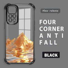 HONTINGA Xiaomi Redmi Note 11S ile Uyumlu Şeffaf Kılıfı Düşüme Önleyici Basitlik Anti Düşme Kamera Korumali Altın Dağ Desen Yumuşak Silikon Telefon Kılıfı Kadın ve Erkek Için Uygundur K3-0204