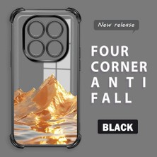 HONTINGA Xiaomi Redmi Note 14 Pro 4g ile Uyumlu Şeffaf Kılıfı Düşüme Önleyici Basitlik Anti Düşme Kamera Korumali Altın Dağ Desen Yumuşak Silikon Telefon Kılıfı Kadın ve Erkek Için Uygundur K3-0204