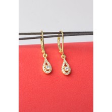 By Barun Damla Küpe Zirkon Taşlı 925 Ayar Gümüş Silver Sallantılı Küpe
