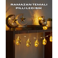 Mercansa Ramazan Dekoru Için Pilli LED Işık Altın Fener Tasarımlı