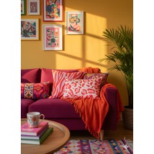 Rahan Design Leopar - Zebra Çizgi Desenli Pembe - Kırmızı Süet Çift Taraflı 2li Kırlent Kılıfı Seti -43X43CM-30X50CM