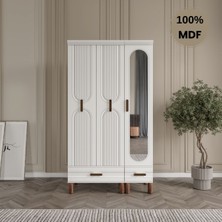 Flances Laçin 3 Kapaklı Çekmeceli Mdf Gardırop