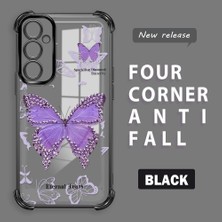 HONTINGA Samsung Galaxy A05S ile Uyumlu Şeffaf Kılıfı Düşüme Önleyici Basitlik Anti Düşme Kamera Korumali Kelebek Desen Yumuşak Silikon Telefon Kılıfı Kadın ve Erkek Için Uygundur K3-0205