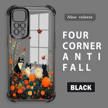 HONTINGA Xiaomi Redmi Note 11 ile Uyumlu Şeffaf Kılıfı Düşüme Önleyici Basitlik Anti Düşme Kamera Korumali Kedi Desen Yumuşak Silikon Telefon Kılıfı Kadın ve Erkek Için Uygundur K3-0207