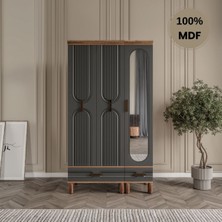Flances Laçin 3 Kapaklı Çekmeceli Mdf Gardırop