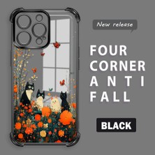 HONTINGA iPhone 15 Pro ile Uyumlu Şeffaf Kılıfı Düşüme Önleyici Basitlik Anti Düşme Kamera Korumali Kedi Desen Yumuşak Silikon Telefon Kılıfı Kadın ve Erkek Için Uygundur K3-0207