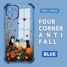 HONTINGA iPhone 12 ile Uyumlu Şeffaf Kılıfı Düşüme Önleyici Basitlik Anti Düşme Kamera Korumali Kedi Desen Yumuşak Silikon Telefon Kılıfı Kadın ve Erkek Için Uygundur K3-0207