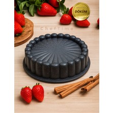 ChefTime Granit Döküm 26CM Tart Kalıbı Siyah Dilimli Turta Kalıbı Kek Kalıbı