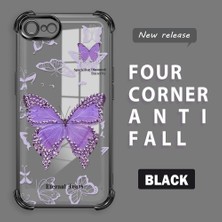 HONTINGA iPhone 7 ile Uyumlu Şeffaf Kılıfı Düşüme Önleyici Basitlik Anti Düşme Kamera Korumali Kelebek Desen Yumuşak Silikon Telefon Kılıfı Kadın ve Erkek Için Uygundur K3-0205