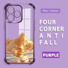 HONTINGA Realme C53 ile Uyumlu Şeffaf Kılıfı Düşüme Önleyici Basitlik Anti Düşme Kamera Korumali Altın Dağ Desen Yumuşak Silikon Telefon Kılıfı Kadın ve Erkek Için Uygundur K3-0204