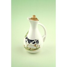 Bursa Porselen Dekor Farm Vakumlu Ahşap Kapaklı Yağlık