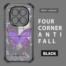 HONTINGA Xiaomi Redmi Note 14 Pro 4g ile Uyumlu Şeffaf Kılıfı Düşüme Önleyici Basitlik Anti Düşme Kamera Korumali Kelebek Desen Yumuşak Silikon Telefon Kılıfı Kadın ve Erkek Için Uygundur K3-0205