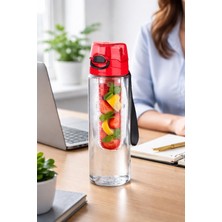 Kaff Kırmızı Kırılmaz,sızdırmaz,şeffaf Polikarbon Detoks 700 ml Matarası