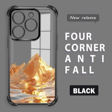 HONTINGA Tecno Spark Go 2024 ile Uyumlu Şeffaf Kılıfı Düşüme Önleyici Basitlik Anti Düşme Kamera Korumali Altın Dağ Desen Yumuşak Silikon Telefon Kılıfı Kadın ve Erkek Için Uygundur K3-0204