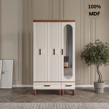 Flances Laçin 3 Kapaklı Çekmeceli Mdf Gardırop