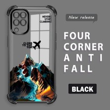 HONTINGA Samsung Galaxy M12 ile Uyumlu Şeffaf Kılıfı Düşüme Önleyici Basitlik Anti Düşme Kamera Korumali Uçak Desen Yumuşak Silikon Telefon Kılıfı Kadın ve Erkek Için Uygundur K3-0203