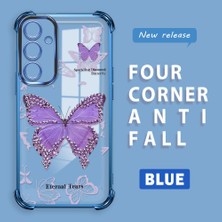 HONTINGA Samsung Galaxy A35 ile Uyumlu Şeffaf Kılıfı Düşüme Önleyici Basitlik Anti Düşme Kamera Korumali Kelebek Desen Yumuşak Silikon Telefon Kılıfı Kadın ve Erkek Için Uygundur K3-0205