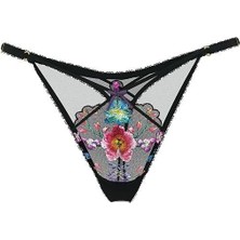 Victoria's Secret Çiçek Işlemeli Derin Bacak Kesimli Ayarlanabilir Tanga
