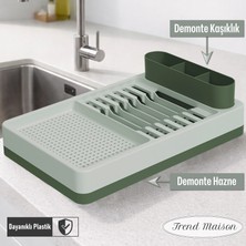 Trend Maison Çok Amaçlı Tezgah Üstü Bölmeli Tabaklık Bulaşıklık Mutfak Düzenleyic