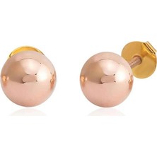 Hakan Mücevherat Top Küpe 3 cm 14 Ayar Rose Altın