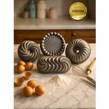 ChefTime Premium 4’lü Kek Kalıbı Seti - Dayanıklı ve Yapışmaz - Gri