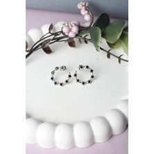 By Barun Yıldız Küpe Yuvarlak Gümüş 925 Ayar Zirkon Taşlı Küpe