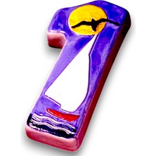 Toprakana Art Kapı Numarası Seramik Yelkenli Handmade - No 1 8 × 13 × 2 cm