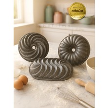 ChefTime 3’lü Kek Kalıbı Seti Gri Rüzgar&tart&dilimli Kek Kalıbı