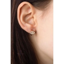 By Barun Göz Model Beyaz Zirkon Taşlı Yuvarlak 925 Ayar Gümüş Mini Küpe