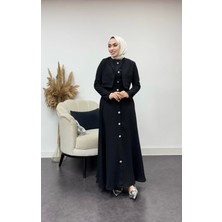 Tesettür Diyarı Krep Kumaş Üstü Ceketli Elbise-Siyah