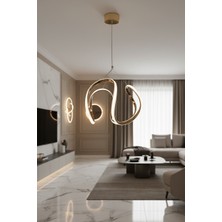 Esa Gaming Eylül Gold LED Avize 24W | Gold Kaplama Modern Sarkıt Avize | 3 Renk Işık Seçenekli (Beyaz-Sarı-Günışığı)