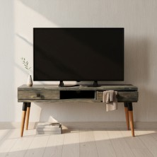 Mobenta Masif Ahşap Tv Ünitesi 150 cm – Iskandinav Stil, Doğal, 2 Çekmeceli ve 1 Raflı | Modest TV-150 An