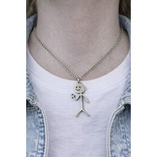 Herşey Nota Happy Line – Çöp Adam Figürlü Unisex Kolye (60 cm Zincir)