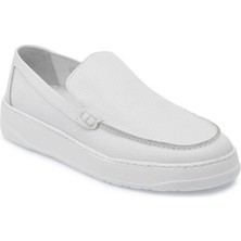 Tergan Beyaz Hakiki Deri Erkek Loafer - E25I1AY57269-A26