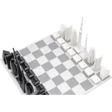Skyline Chess Paslanmaz Çelik Mermer Satranç Takımı Tokyo