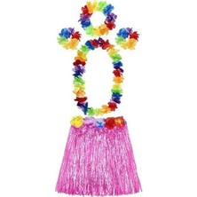 Platin Store  Yetişkin ve Çocuk Uyumlu Luau Aloha Hawaii  kolye Renkli Etek Taç ve Bileklik Seti Zey