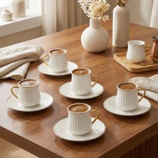 Acar Lena 6 Kişilik Beyaz Kahve Fincanı Takımı - 90 ml