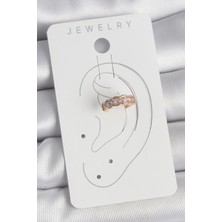 Lokiboo Pirinç Gold Renk Zirkon Taşlı Kadın Kıkırdak Küpe - TJ-BKP10571