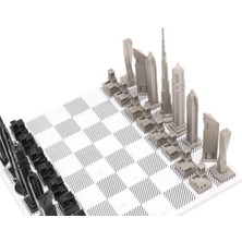 Skyline Chess Paslanmaz Çelik Mermer Satranç Takımı Dubai